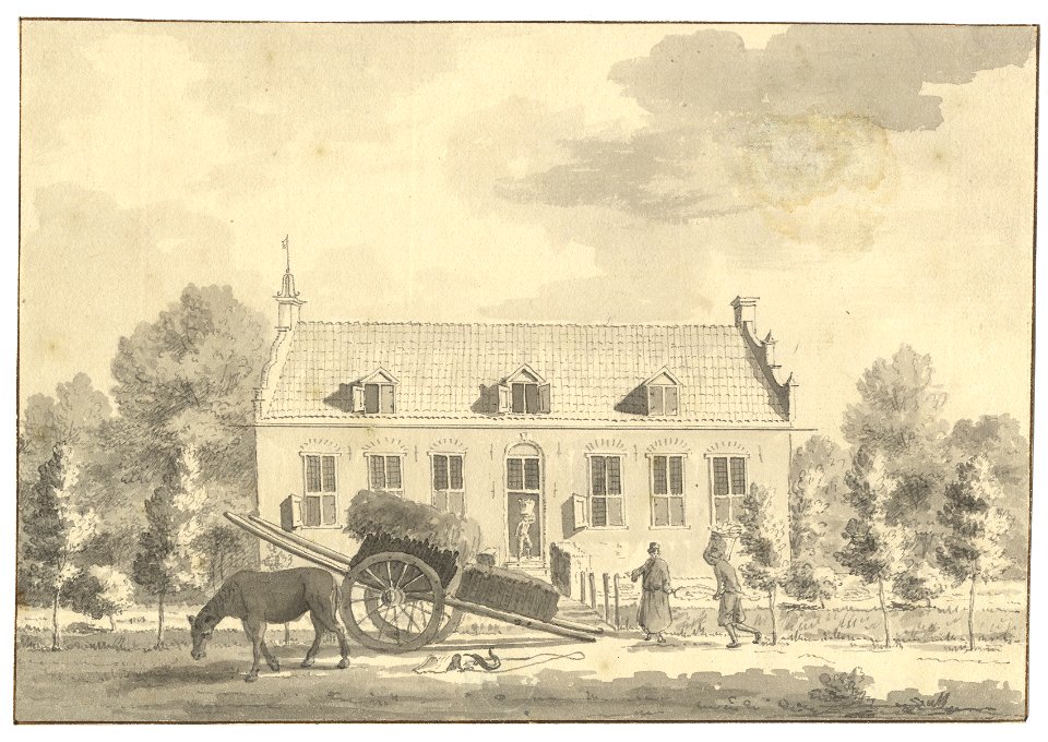 HUA-201801-Gezicht op de voorgevel van het huis Rhodestein bij AmerongenNB Het huis Rhodestein Royestein lag aan de Rijndijk tussen het kasteel Amerongen en het 