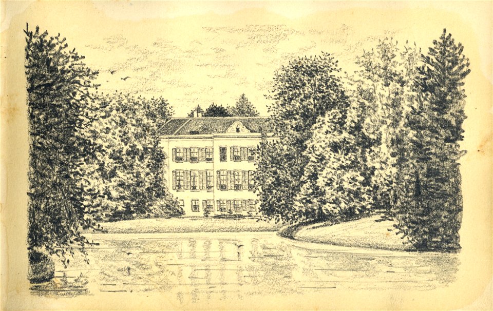 HUA-222070-Gezicht op de achtergevel van het kasteel Broekhuizen te LeersumNB Blad uit het Schetsboek No 5 van Th Scharten 1892 1893 Het schetsboek bevat 40 teke