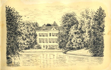 HUA-222070-Gezicht op de achtergevel van het kasteel Broekhuizen te LeersumNB Blad uit het Schetsboek No 5 van Th Scharten 1892 1893 Het schetsboek bevat 40 teke