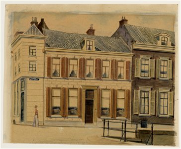 HUA-28193-Gezicht op de voorgevels van de huizen Kromme Nieuwegracht 2 4 te Utrecht op de hoek van de Drift vanuit de Keistraat uit het zuiden