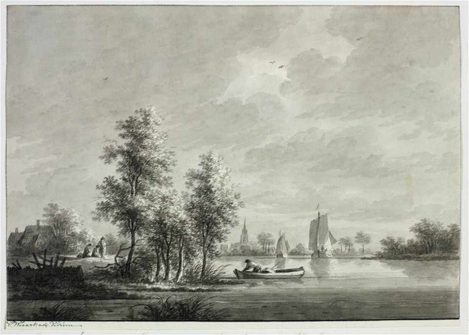 HUA-206240-Gezicht over de Lek op het dorp Honswijk