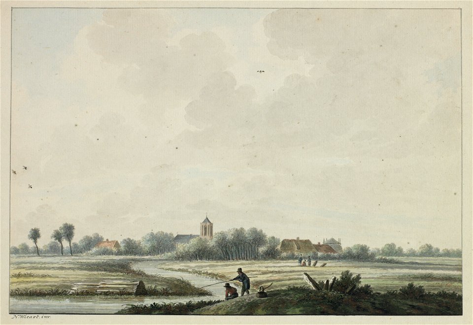 HUA-206268-Gezicht op het landschap in de omgeving van Westbroek met de kerktoren van Westbroek op de achtergrond