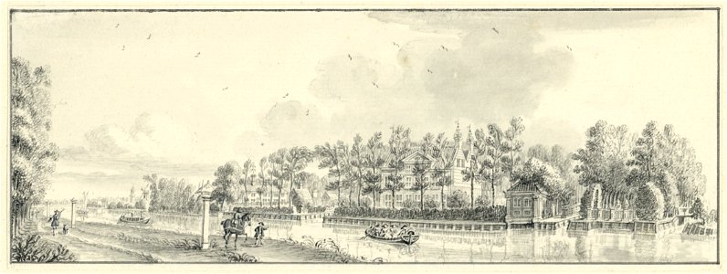 HUA-202258-Gezicht op de Vaarsche Rijn bij Vreeswijk met aan de overzijde van het water het huis De Wiers en de omringende tuin uit het zuidwesten