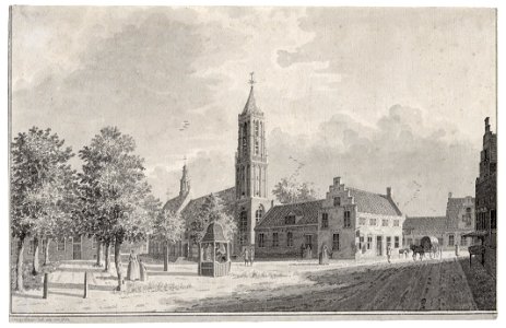 HUA-202586-Gezicht op de De Hof met de Nederlands Hervormde kerk te Amerongen uit het noordwesten