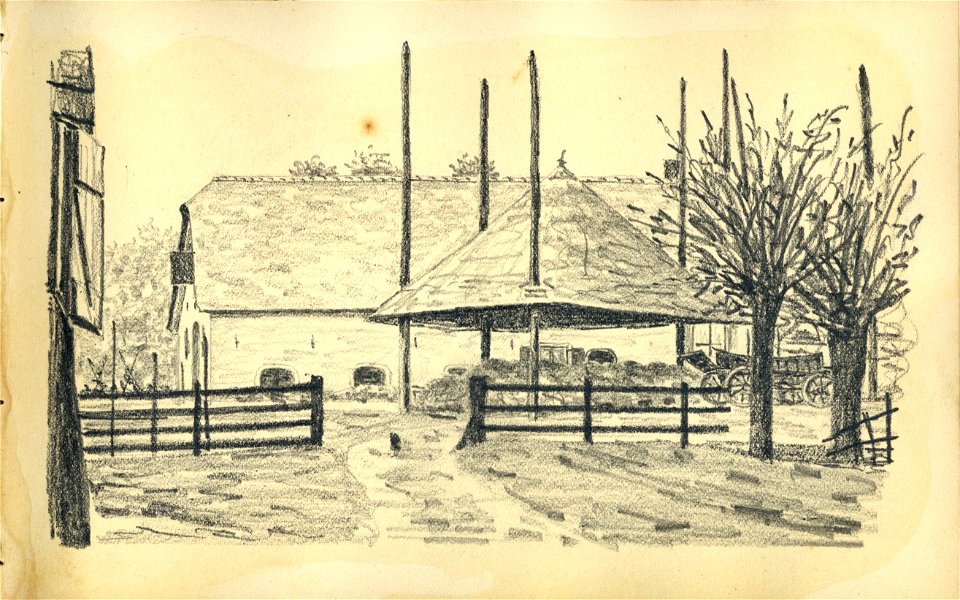 HUA-222082-Gezicht op de Westerhoeve te Darthuizen gemeente Leersum NB Blad uit het Schetsboek No 5 van Th Scharten 1892 1893 Het schetsboek bevat 40 tekeningen 