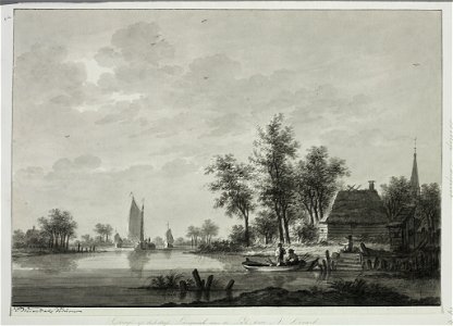 HUA-206272-Gezicht op de Lek bij het dorp Langerak