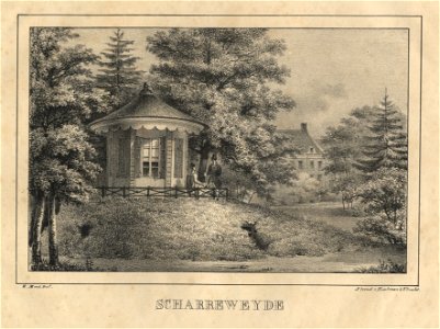 HUA-201963-Gezicht op de theekoepel en het park van het huis Schaerweijde te Zeist waarvan op de achtergrond een gedeelte zichtbaar is