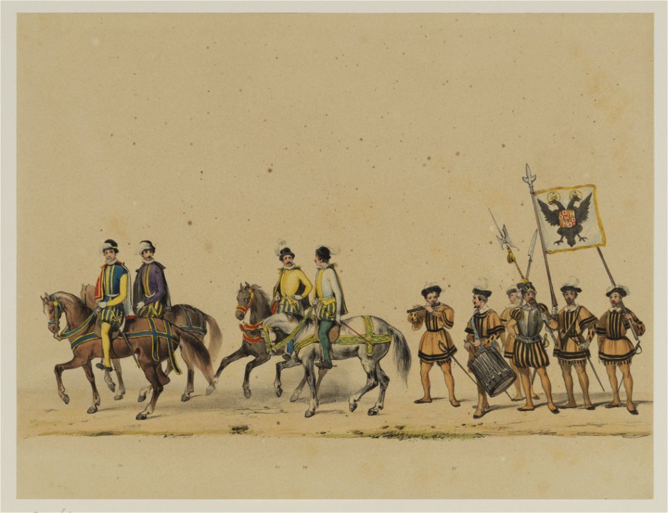 HUA-29061-Zesde gedeelte van de maskerade van de studenten van de Utrechtse hogeschool op 17 juni 1846 voorstellende de intocht van prins Philips II in Utrecht 