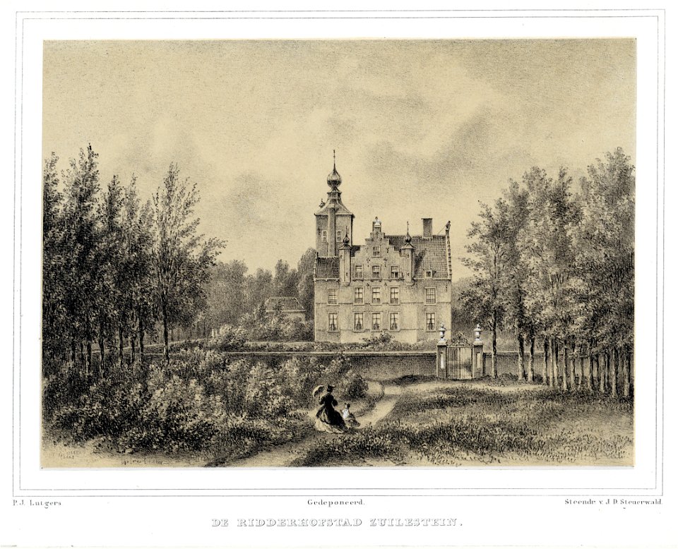 HUA-202194-Gezicht op de achtergevel van het kasteel Zuilenstein bij Amerongen uit het noordoosten