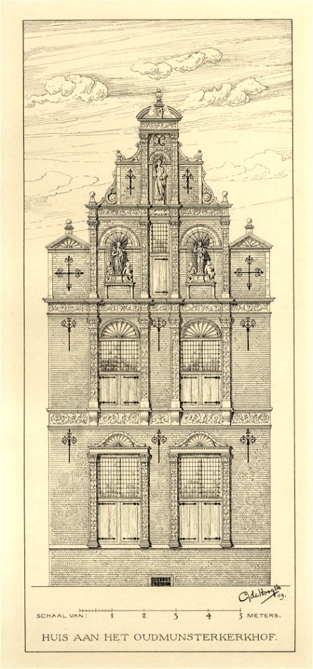 HUA-206806-Opstand van de voorgevel van het huis Korte Nieuwstraat F 224 te UtrechtNB Het adres Korte Nieuwstraat F 224 is in 1890 gewijzigd in Korte Nieuwstraat