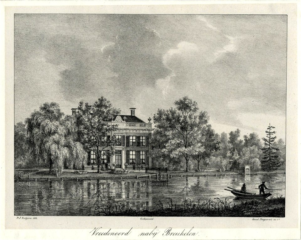 HUA-202030-Gezicht over de Vecht bij Breukelen op de achtergevel van het huis Vreedenoord