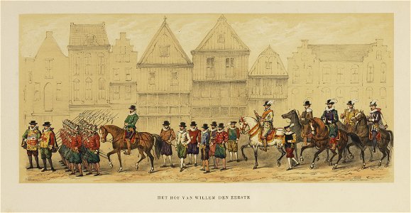 HUA-29103-Eerste deel van het vierde onderdeel van de maskerade van het Utrechtsch Studenten Corps voorstellende de grondleggers van Nederlands vrijheid