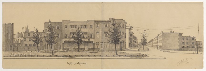 HUA-28278-Gezicht in de Rijnlaan te Utrecht vanaf de Balijelaan