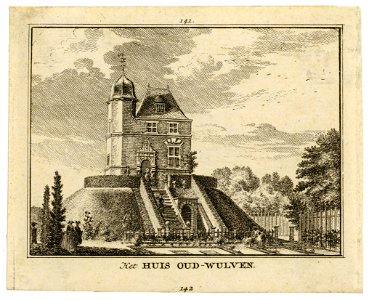 HUA-202090-Gezicht op het huis Oud Wulven bij Houten gebouwd in 1643 op een kunstmatige verhoging