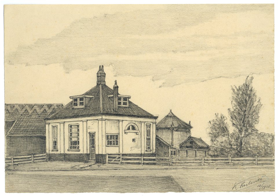 HUA-202435-Gezicht op de Blauwkapelseweg te Maartensdijk uit het zuidoosten met de boerderij van Snel en daarvoor het voormalige tolhuisNB Dit gedeelte is per 1 