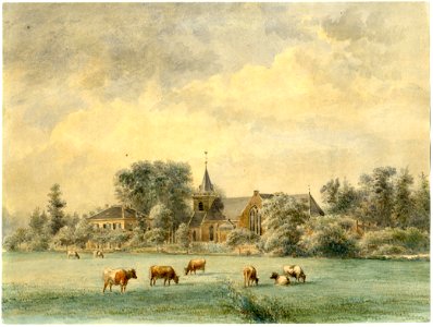 HUA-202810-Gezicht op de Nederlands hervormde kerk Kerkweg te Maarssen met links de nieuwe pastorie