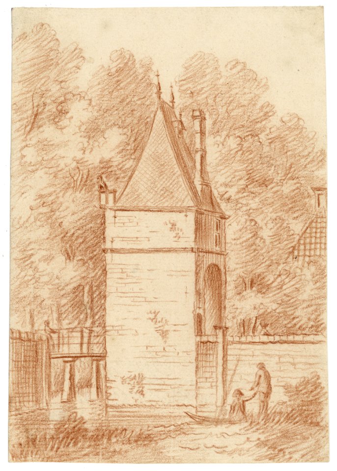 HUA-202138-Gezicht op het poortgebouw van slot Zuylen te Oud Zuilen gemeente Zuilen met op de achtergrond een gedeelte van het noordelijke bijgebouw op de voorma