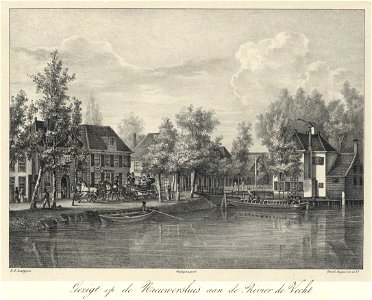 HUA-202400-Gezicht over de Vecht op enkele huizen in het centrum van Nieuwersluis
