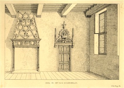 HUA-206802-Interieur van een zaal in het huis Zoudenbalch Donkerstraat 15 19 te Utrecht