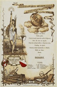 HUA-29161-Menukaart van het diner van de afdeling Utrecht van het Nederlands Onderwijzers Genootschap