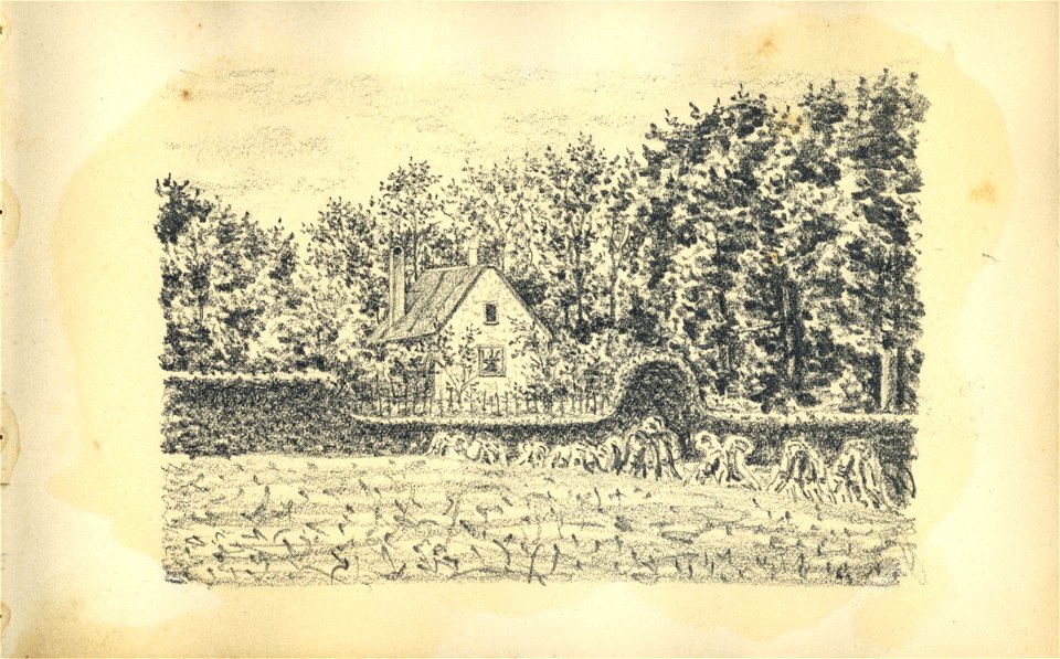 HUA-222067-Gezicht op de achterzijde van de Kapel het voormalige rechthuis van Darthuizen Darthuizerweg 3 te LeersumNB Blad uit het Schetsboek No 5 van Th Schart