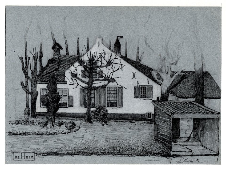 HUA-206399-Gezicht op de voorgevel van de boerderij De Hoed bij VleutenNB De gemeente Vleuten is per 1 januari 1954 opgenomen in de gemeente Vleuten De Meern dez