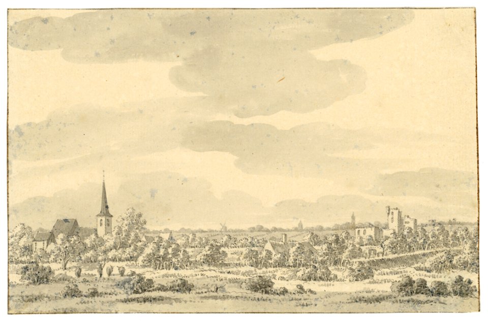 HUA-202251-Gezicht vanaf de Heimenberg bij Rhenen op het dorp Kesteren en het huis Ter Lee