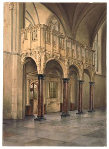 HUA-206072-Interieur van de Cunerakerk te Rhenen het transept met het oxaal en het koorhek vóór het koor