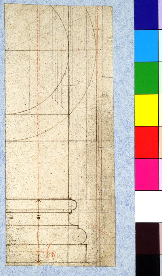 HUA-28614-Constructietekening van een pilasterkapiteel van de Mariakerk te Utrecht