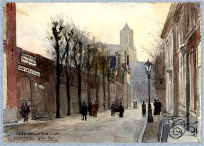 HUA-30677-Gezicht in de Boothstraat te Utrecht uit het noorden in de richting van de Janskerk