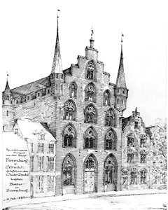 HUA-30392-Afbeelding van de voorgevel van het huis Fresenburg en enkele belendende huizen aan de Oudegracht te UtrechtNB Het huis Fresenburg heeft sinds 1917 he