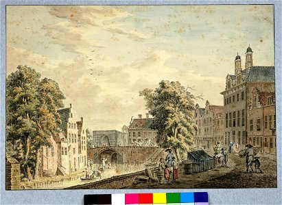 HUA-30467-Gezicht op de Oudegracht te Utrecht uit het noordwesten vanaf de westzijde van de gracht met links de huizen aan de Twijnstraat aan de Werf en op de a