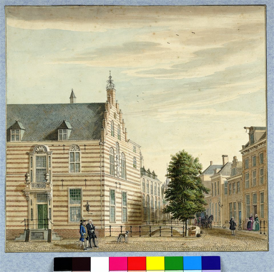 HUA-30216-Gezicht op de Kromme Nieuwegracht te Utrecht met links Paushuize uit het westen