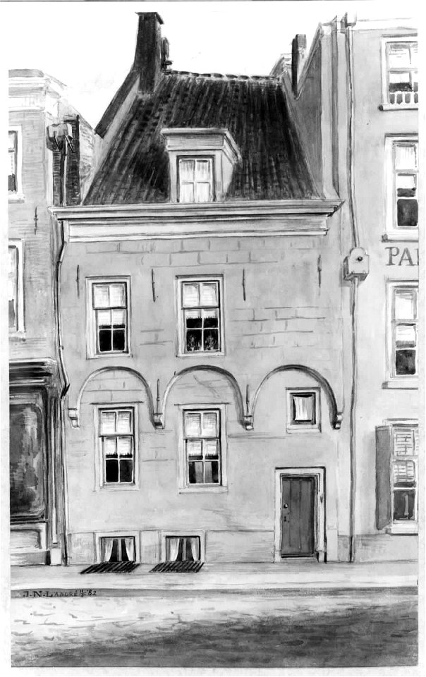 HUA-30086-Gezicht op de achtergevel van het huis Choorstraat E 3 te UtrechtNB Het adres Wijk E nr 3 is in 1890 gewijzigd in Choorstraat 40