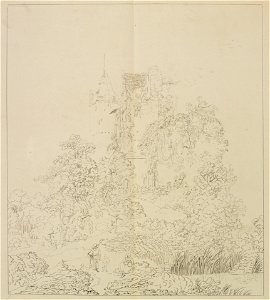 HUA-206308-Gezicht op de ruïne van het kasteel De Haar bij Haarzuilens uit het noorden met links een gedeelte van de kapelNB De gemeente Haarzuilens is per 1 jan
