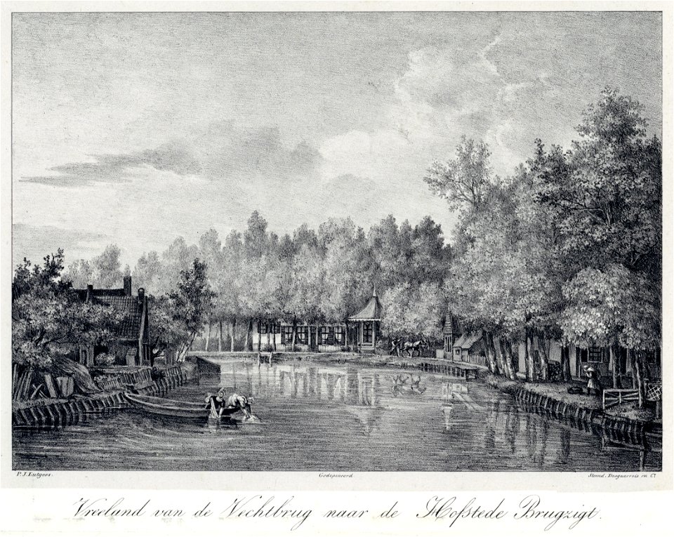 HUA-202408-Gezicht op de Vecht bij Vreeland met in de bocht van de rivier de voorgevel en de theekoepel van het huis Brugzicht