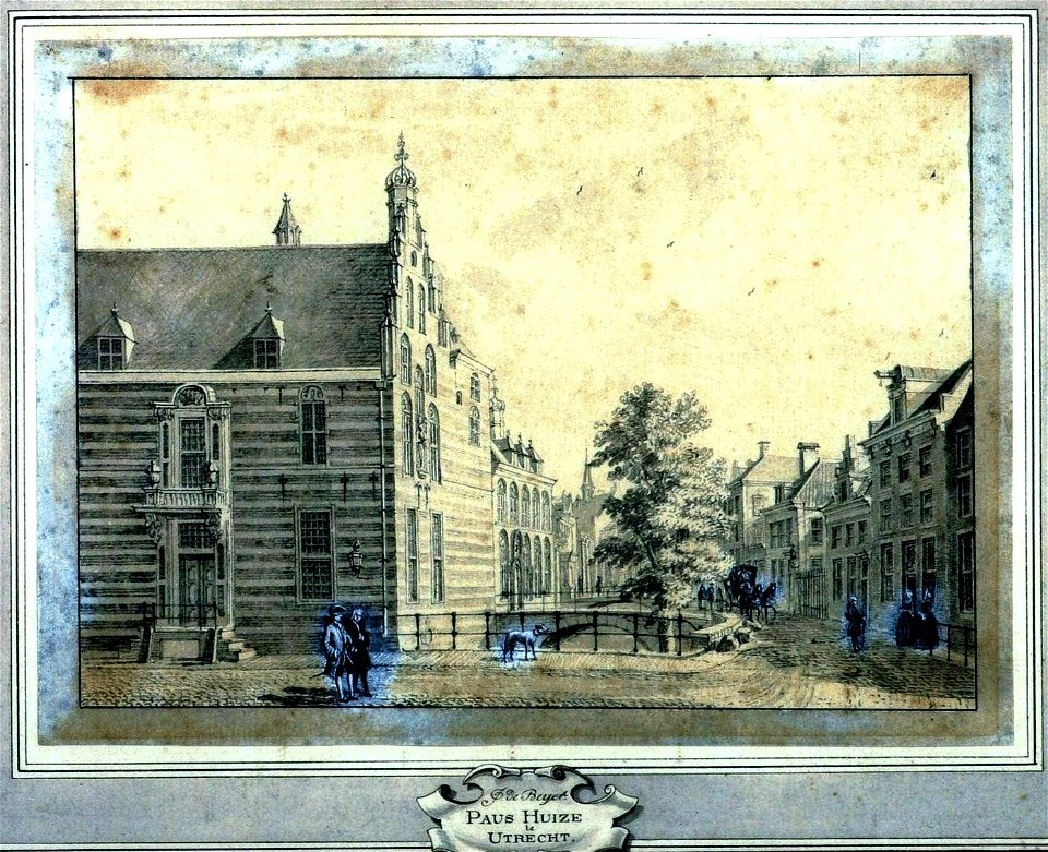 HUA-26171-Gezicht op de Kromme Nieuwegracht te Utrecht met links Paushuize uit het westen