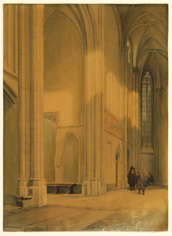 HUA-31069-Interieur van de Domkerk te Utrecht gezicht in de noordelijke zijbeuk van het koor uit het zuidwesten met links de kapel van Sierck en links van de pe