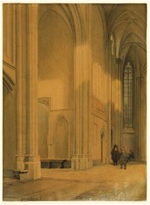 HUA-31069-Interieur van de Domkerk te Utrecht gezicht in de noordelijke zijbeuk van het koor uit het zuidwesten met links de kapel van Sierck en links van de pe