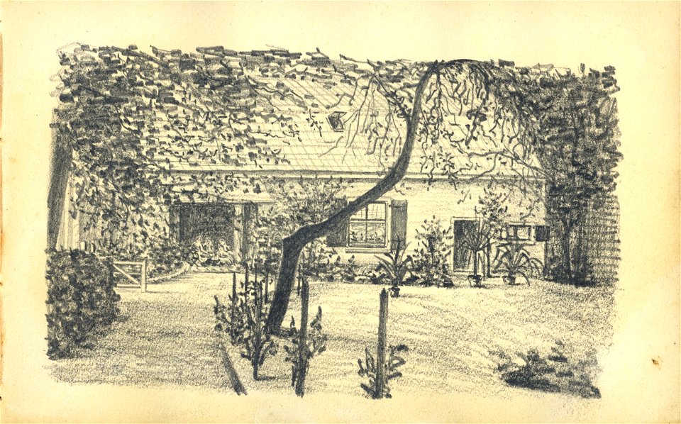 HUA-222059-Gezicht op de achterzijde van de Kapel het voormalige rechthuis van Darthuizen Darthuizerweg 3 te LeersumNB Blad uit het Schetsboek No 5 van Th Schart