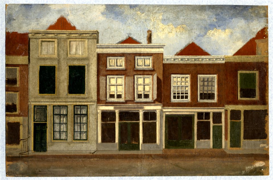 HUA-30247-Gezicht op de voorgevels van enige huizen aan de noordzijde van de Lange Viestraat te Utrecht