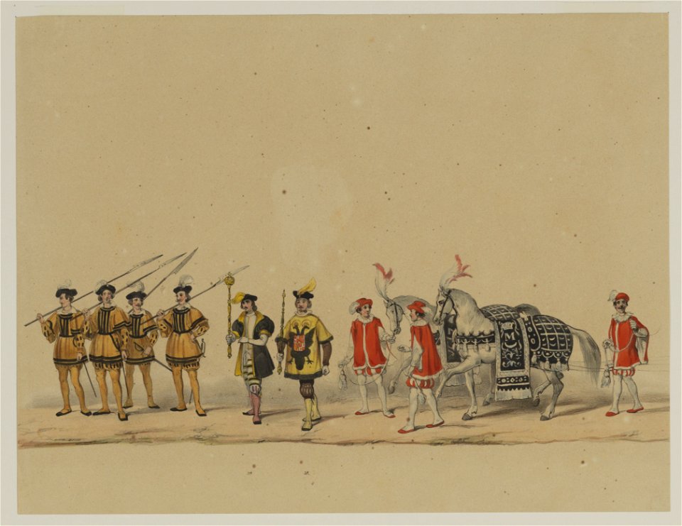 HUA-29062-Zevende gedeelte van de maskerade van de studenten van de Utrechtse hogeschool op 17 juni 1846 voorstellende de intocht van prins Philips II in Utrech