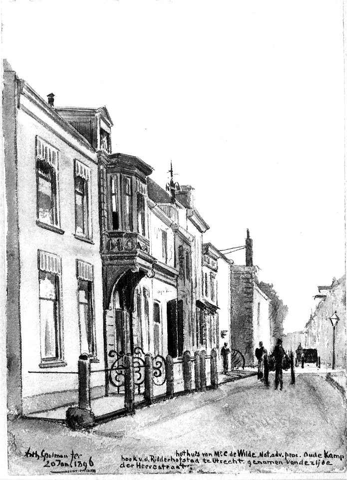 HUA-30748-Gezicht in de Oude Kamp te Utrecht uit het noordwesten met links het huis nr 12