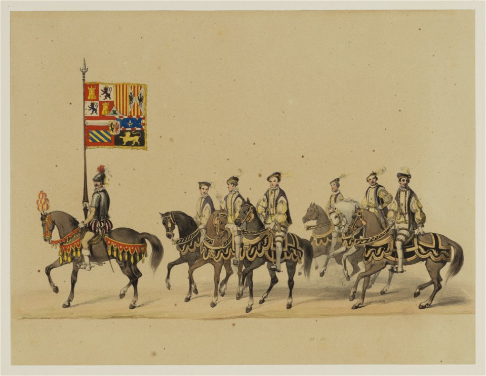 HUA-29070-Vijftiende gedeelte van de maskerade van de studenten van de Utrechtse hogeschool op 17 juni 1846 voorstellende de intocht van prins Philips II in Utr