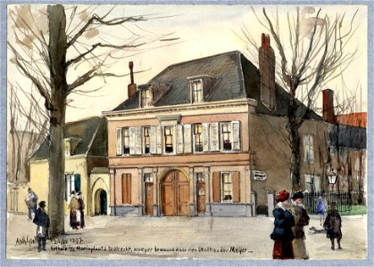 HUA-30728-Gezicht op de voor en de zijgevel van het huis Mariaplaats 16 17 te Utrecht uit het zuidoosten
