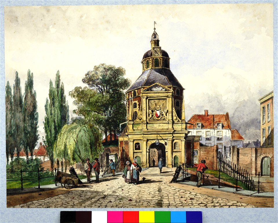 HUA-30871-Gezicht vanaf de singel over de Wittevrouwenbrug op de Wittevrouwenpoort te Utrecht uit het oosten met links een gedeelte van het nieuwe plantsoen en 