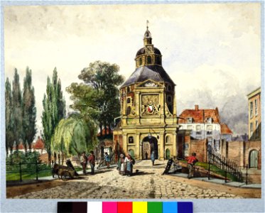 HUA-30871-Gezicht vanaf de singel over de Wittevrouwenbrug op de Wittevrouwenpoort te Utrecht uit het oosten met links een gedeelte van het nieuwe plantsoen en 