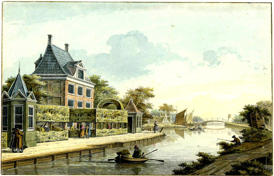 HUA-206207-Gezicht op een buitenplaats aan een rivier
