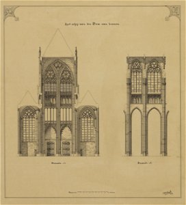 HUA-216352-Afbeeldingen van het interieur van de Domkerk te Utrecht met weergave van het in 1674 ingestorte gedeelte opstand van de westelijke sluitgevel en opst