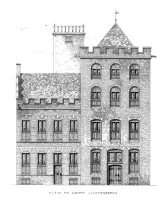 HUA-31310-Afbeelding van de voorgevels van de huizen Klein en Groot Lichtenberg aan de Stadhuisbrug te Utrecht
